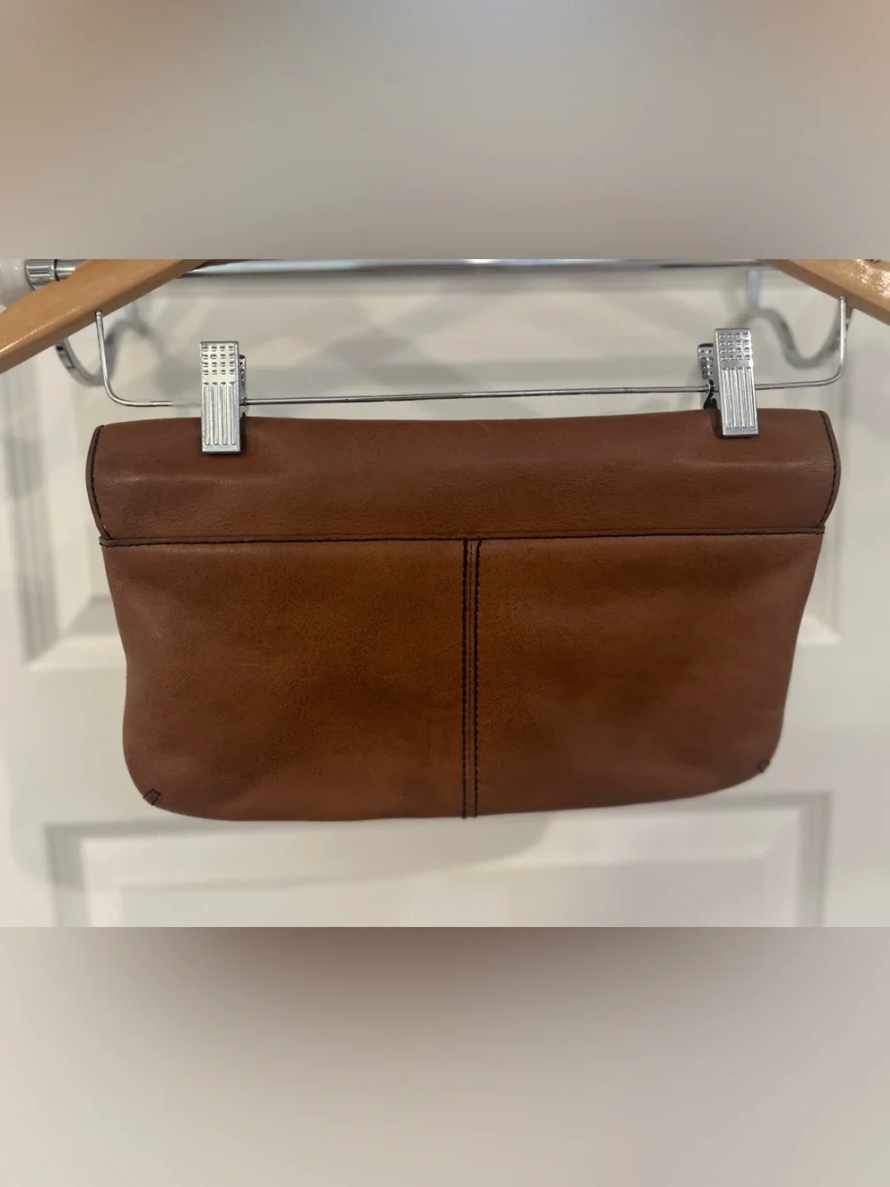 Vintage Fossil Brown Leather Envelope Clutch Handbag